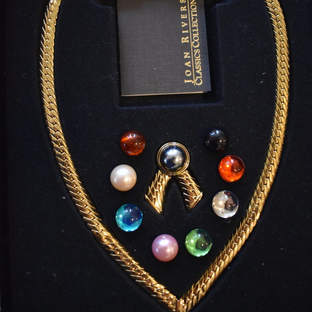 Vintage Joan Rivers Interchangable Pendent Chevron Necklace